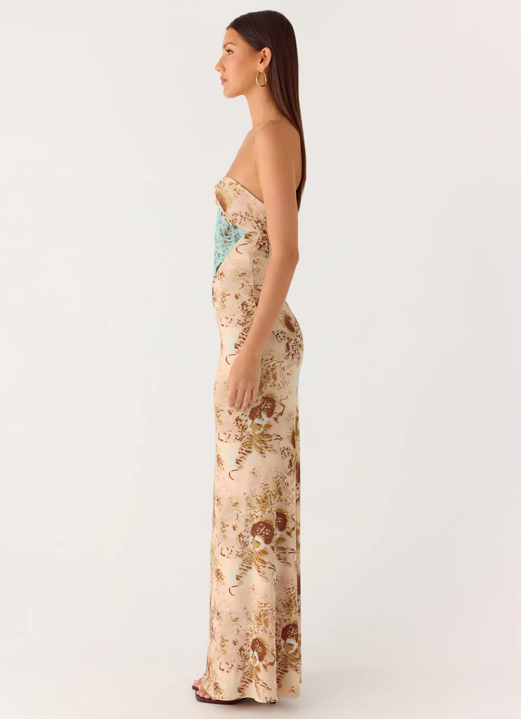 Robe maxi sans bretelles React - Desert Blur