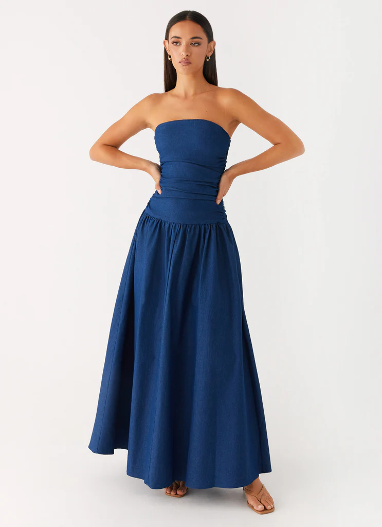 Robe maxi Carmel en denim - Indigo