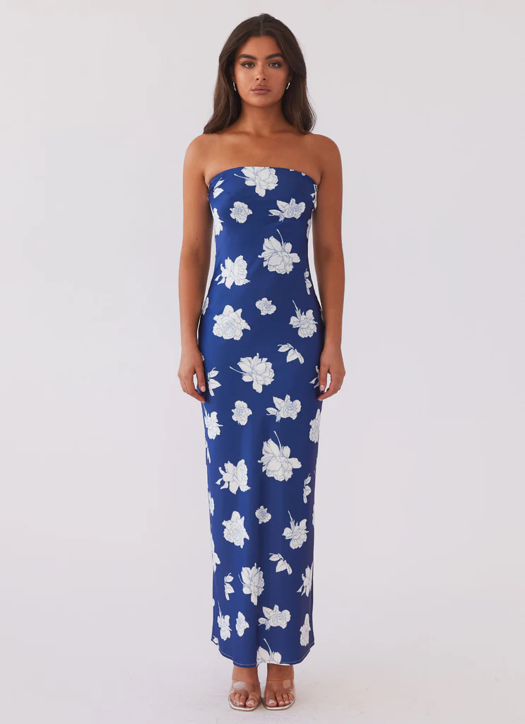 Robe maxi What I Want - Fleurs marine