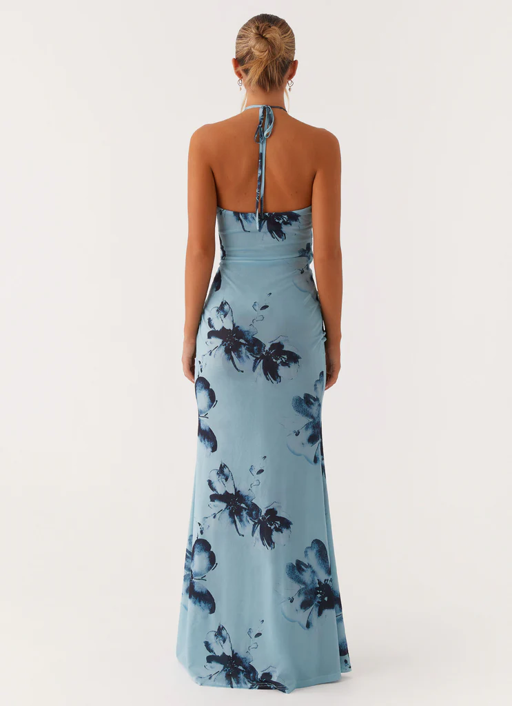 Robe Maxi Antonia - Floral Bleu Noir