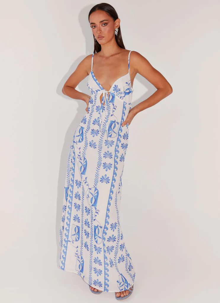 Robe maxi en lin Flora - Onde florale