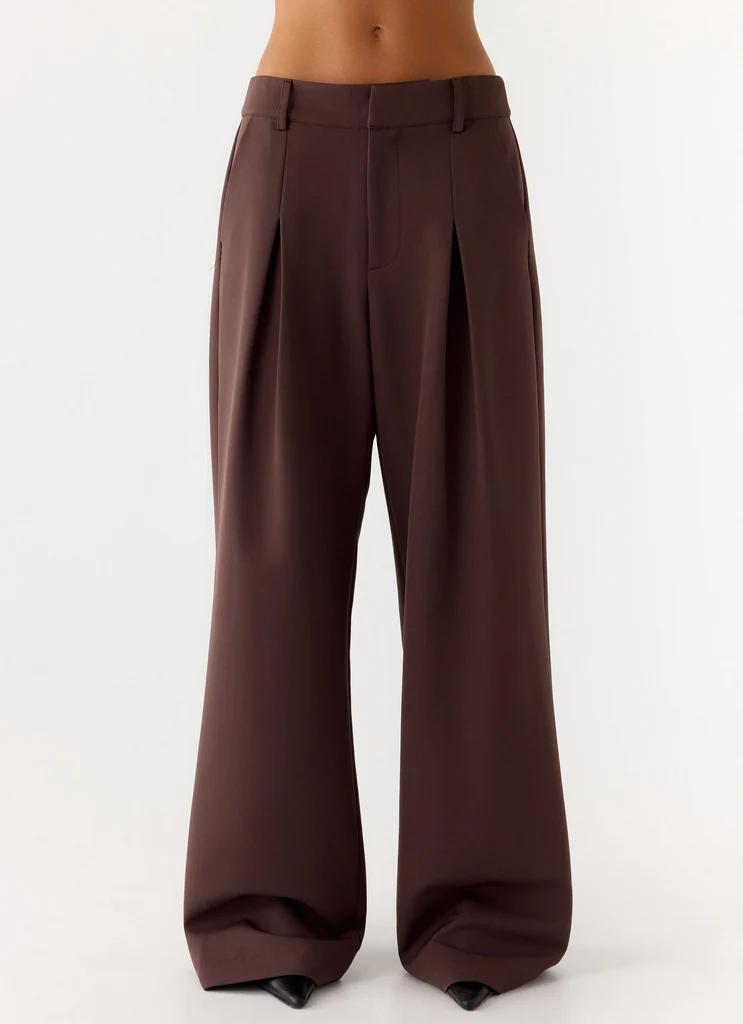Pantalon Sora à taille basse - Chocolat foncé