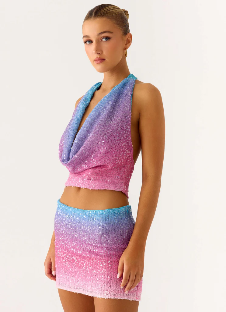 Top en tricot strass One More Time - Ombré disco