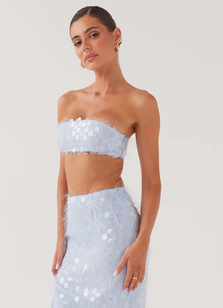 Haut bandeau Kyleigh à paillettes texturées - Brume lavande