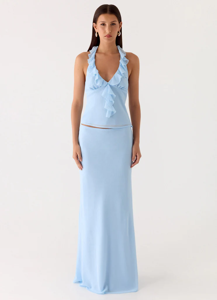 Jupe Maxi en Chiffon Star Girl - Bleu