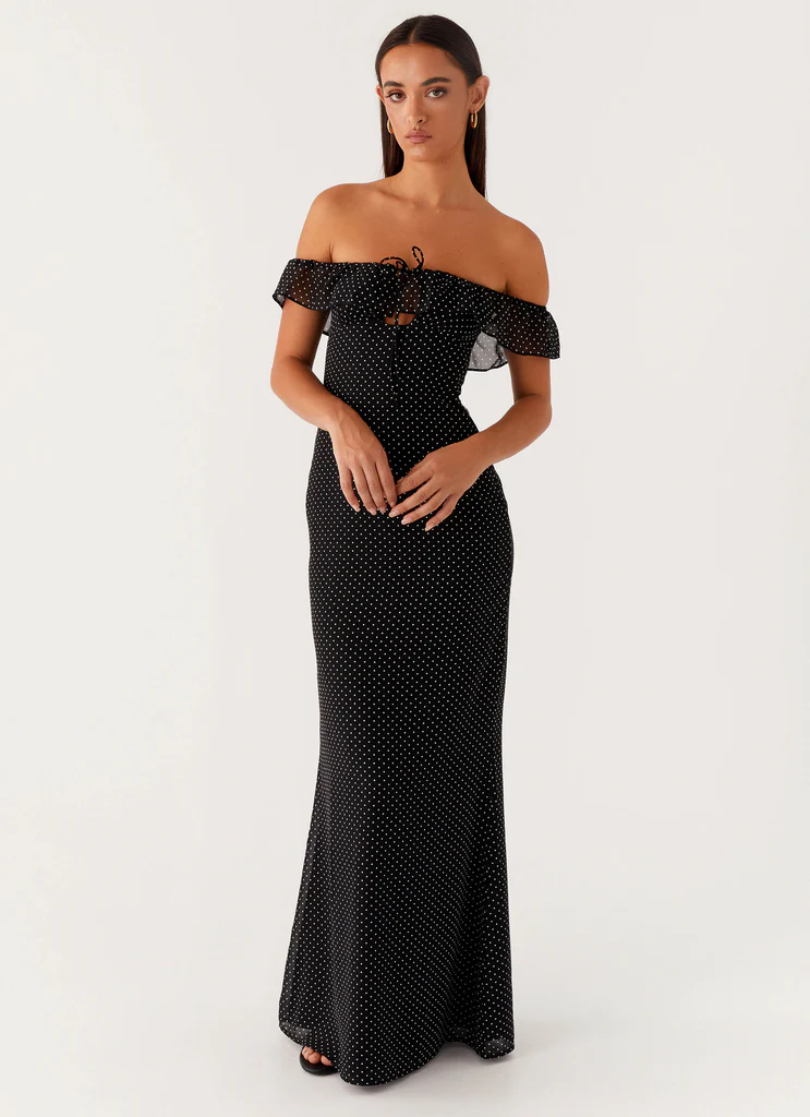 Robe maxi Cherry Écarlate - Taches noires