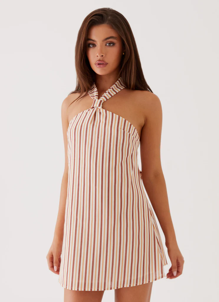 Robe Mini Micro en Lin Keira - Rayures Passiflore