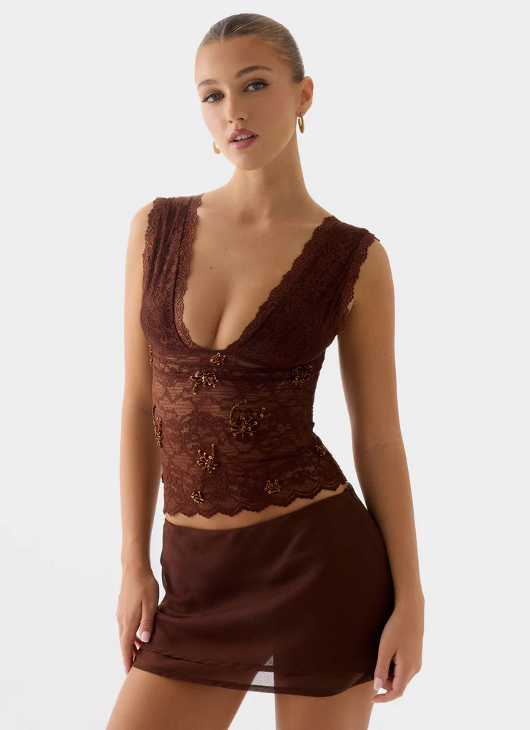 Top en dentelle Sommers - Chocolat