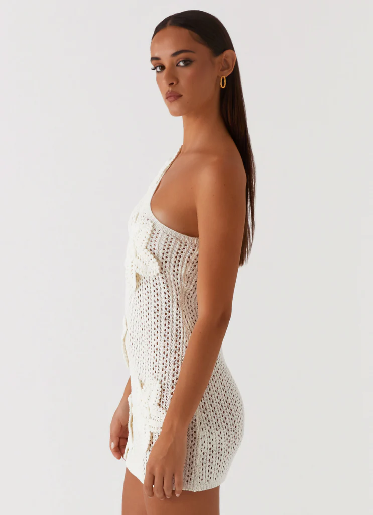Robe Mini Crochet Épaule Unique Afterglow - Ivoire