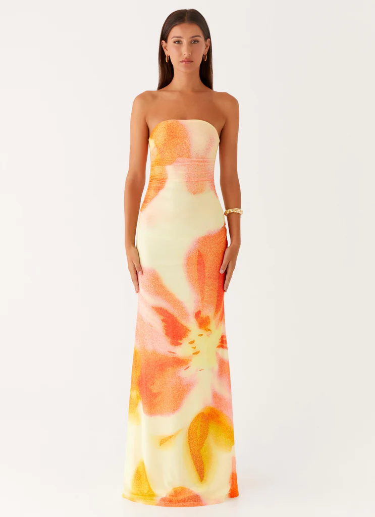 Robe Maxi Sans bretelles Iroha - Fleurs de Mimosa