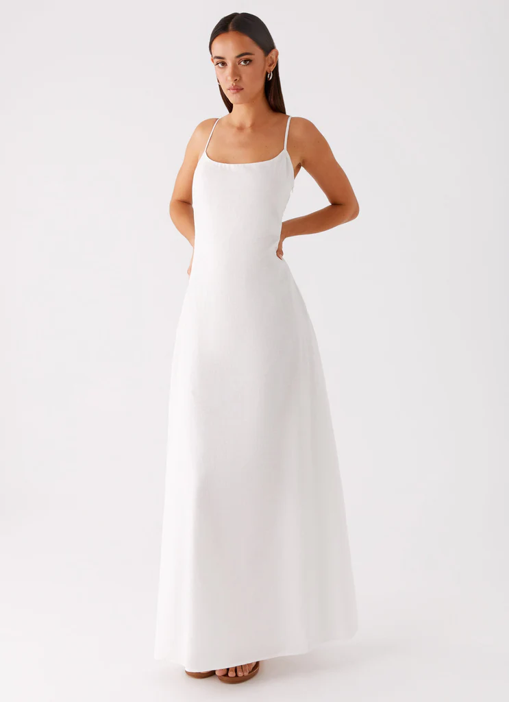 Robe Maxi à Col en V Madeleine - Blanc cassé