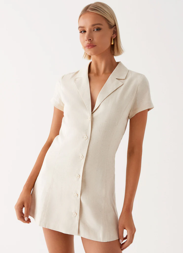 Robe Mini en Lin Russo - Oatmeal