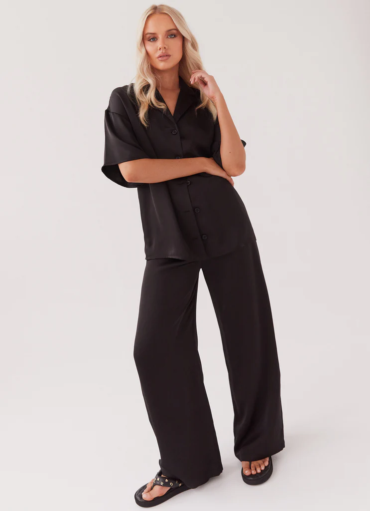 Pantalon satin Palm Cove - Noir