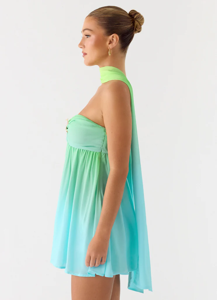 Robe mini écharpe Calantha - Ombre mer