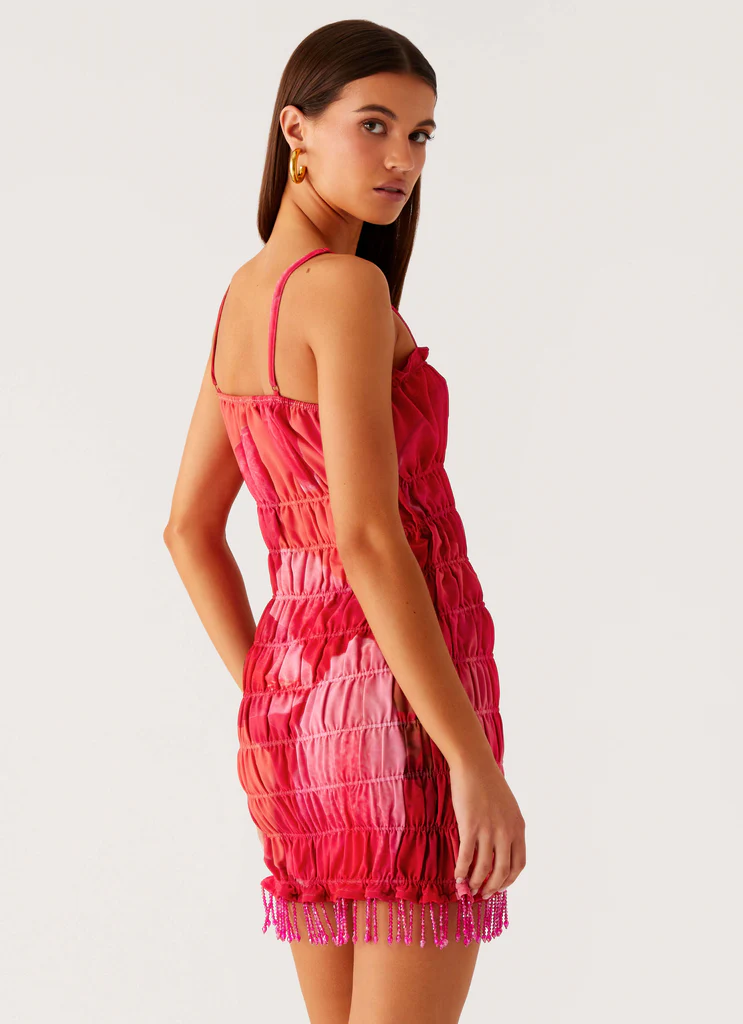 Robe Mini en Chiffon Refresh Me - Fleur d'Ananas Pêche