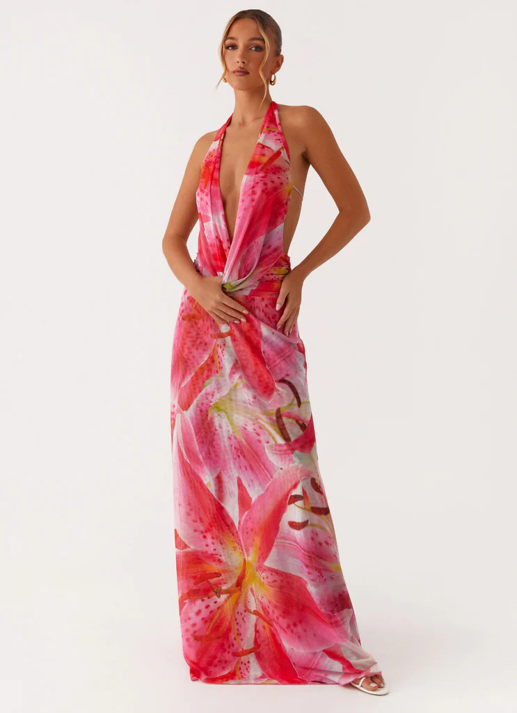 Robe Maxi en Maille Elysia - Blanc Rose Lilly