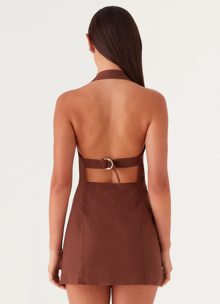 Robe Mini en Lin Julianna - Chocolat