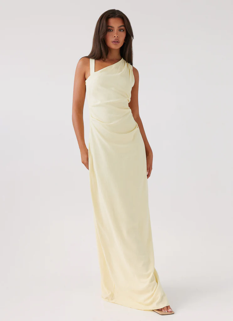 Robe maxi en lin Daffodil Charm – Jaune tournesol Robe maxi en lin Daffodil Charm - Jaune tournesol