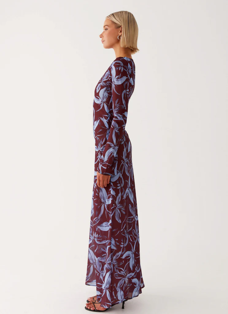 Robe Maxi Lorde - Fleurs Brun Pourpre