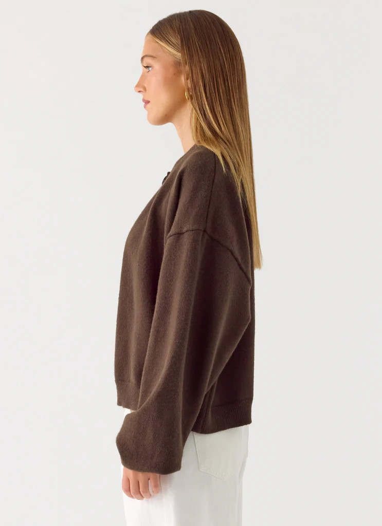 Cardigan à un bouton Annie - Chocolat