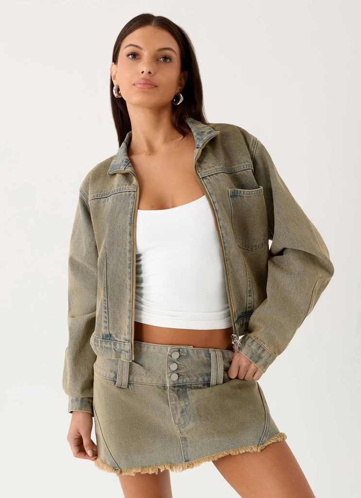 Veste en jean Roman Darts - Lavage vintage tan