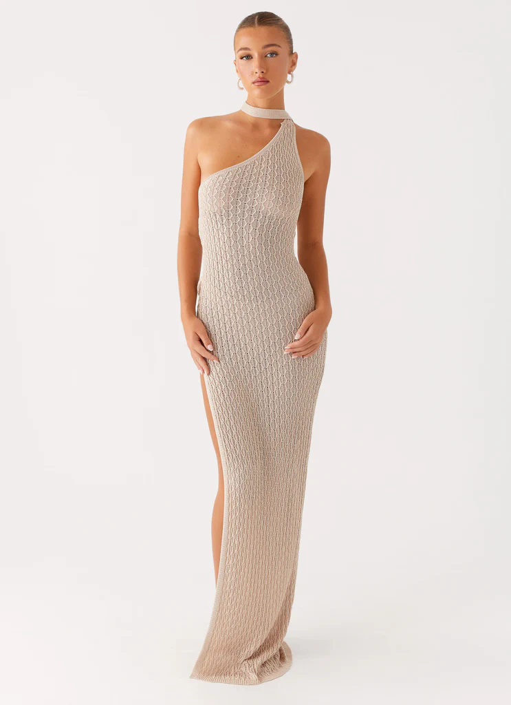 Robe maxi en maille Carryn - Beige