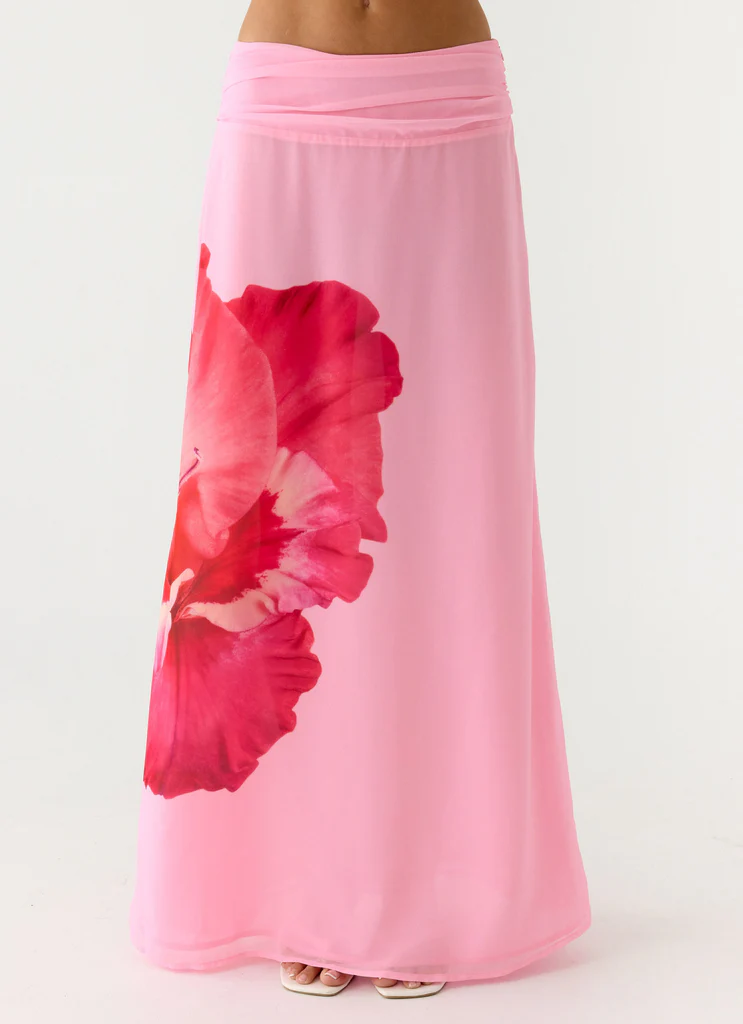 Jupe maxi Blushing Bloom - Rose pêche