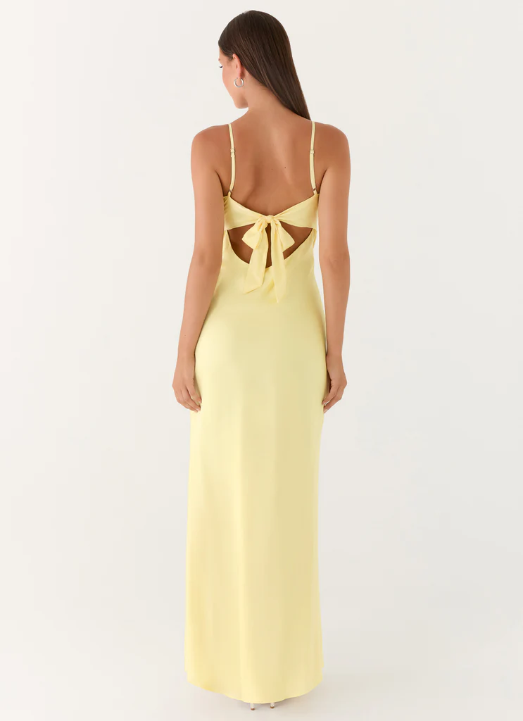 Robe maxi satin Flora - Citron