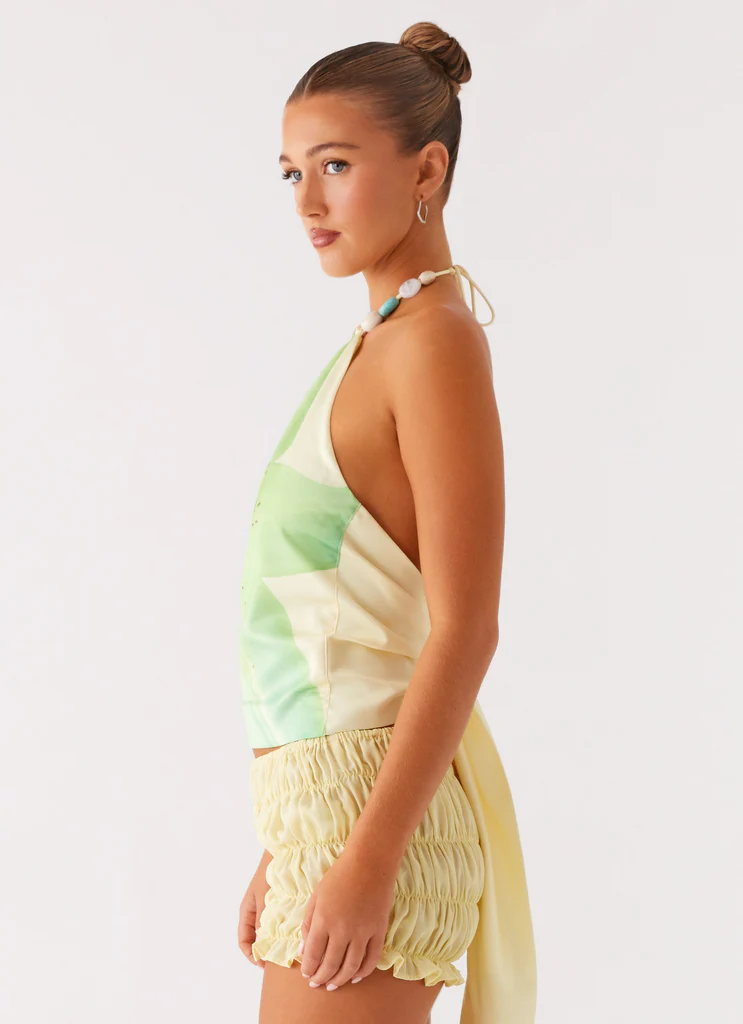 Haut à brides nouées Dalila - Fleurs jaunes