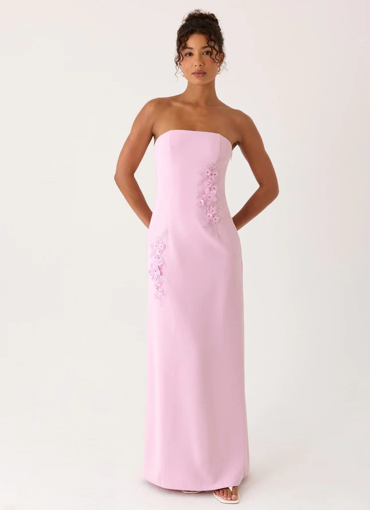 Robe maxi sans bretelles Monelise - Rose
