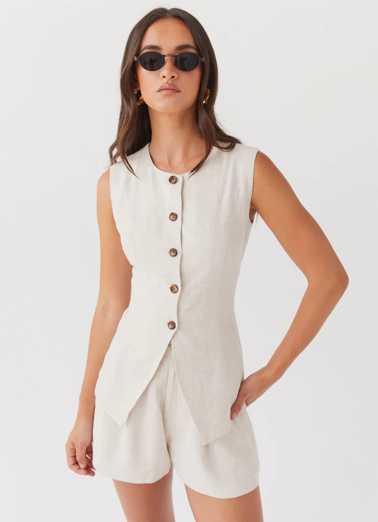 Gilet en lin Born For Bordeaux – Oatmeal Gilet en lin Born For Bordeaux - Oatmeal