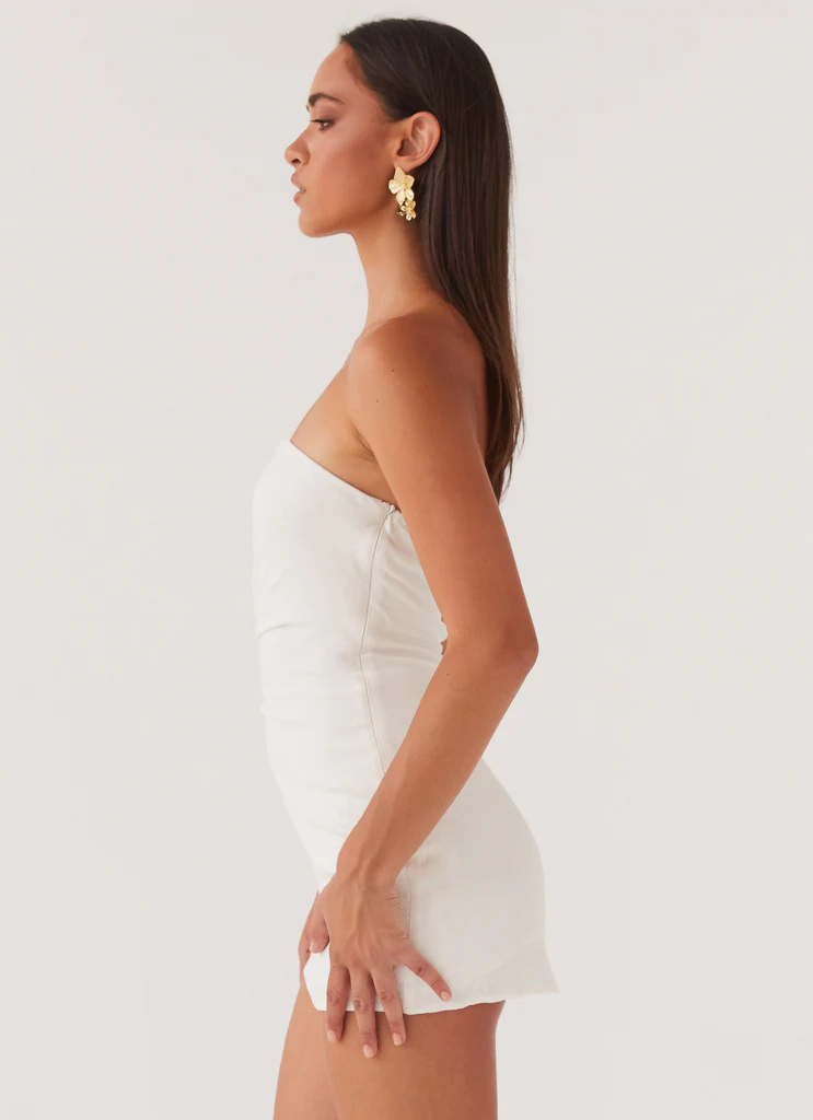 Robe Mini Tube Palm Island - Blanc