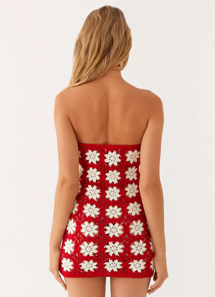 Robe Mini à Dentelle Sabrina - Rouge