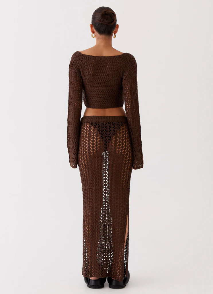 Jupe maxi à dentelle Rosalina - Chocolat