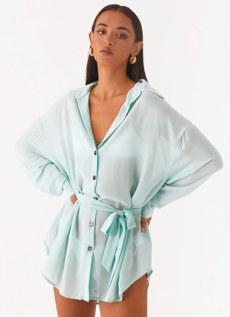Chemise en mousseline oversize Miley - Bleu pâle