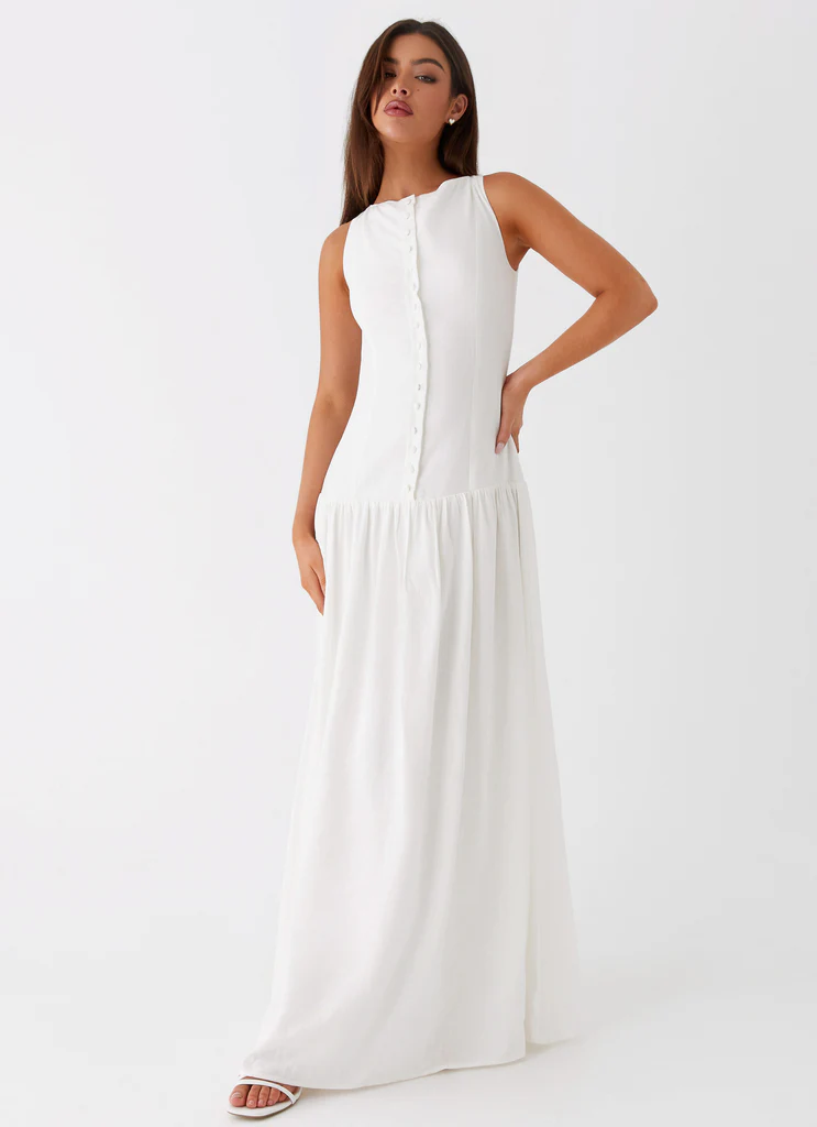 Robe Maxi en Lin Meggie - Blanc