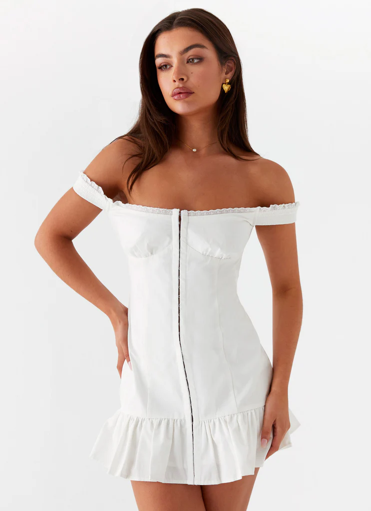 Robe Mini à Volants Odessa – Blanc Robe Mini à Volants Odessa - Blanc