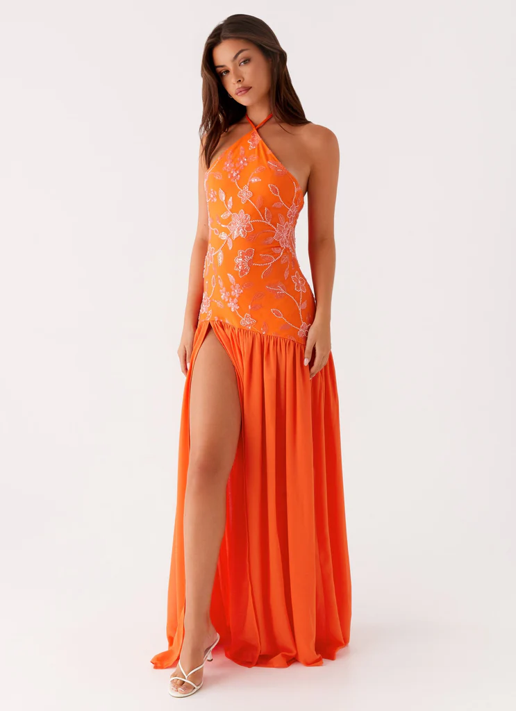 Robe maxi perlée Janelle – Orange Robe maxi perlée Janelle - Orange