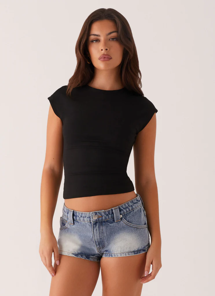 Shorts en denim à taille basse Headland - Bleu clair