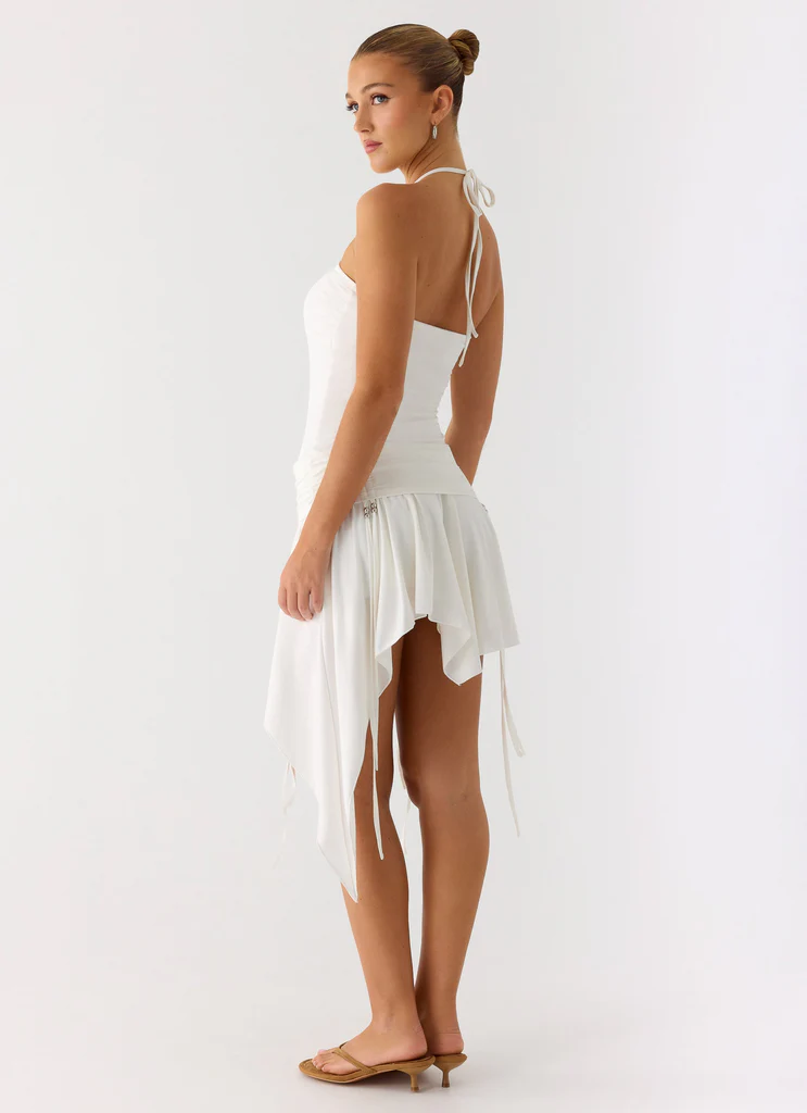 Robe Mini Jersey à Bretelles Khalida - Blanc