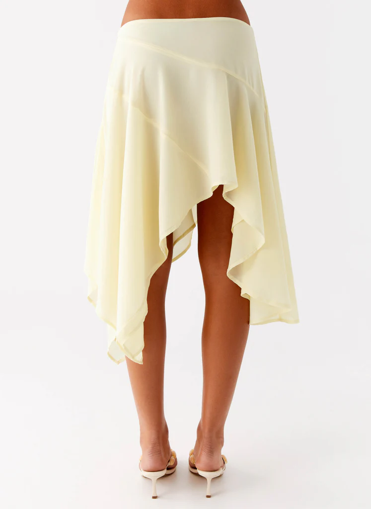 Jupe Midi Asymétrique à Taille Basse Kia – Jaune Jupe Midi Asymétrique à Taille Basse Kia - Jaune