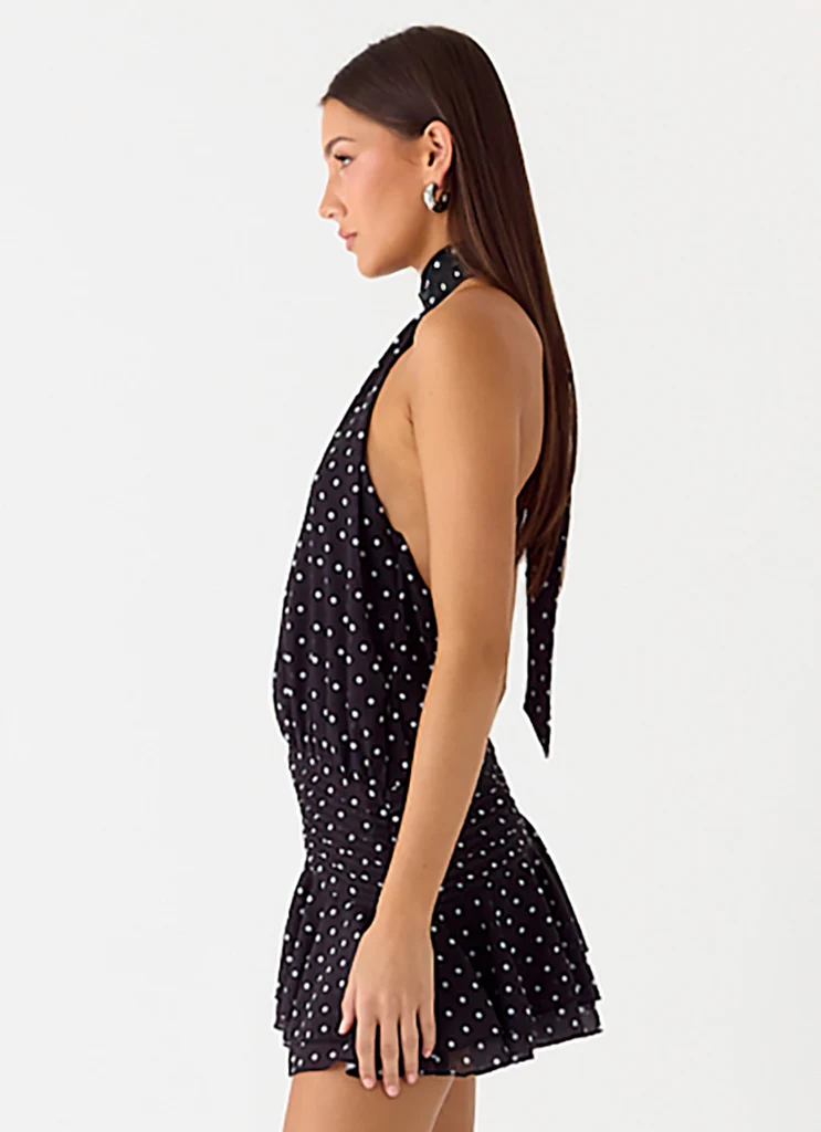 Robe Mini en Chiffon Willow - Noir à Carreaux