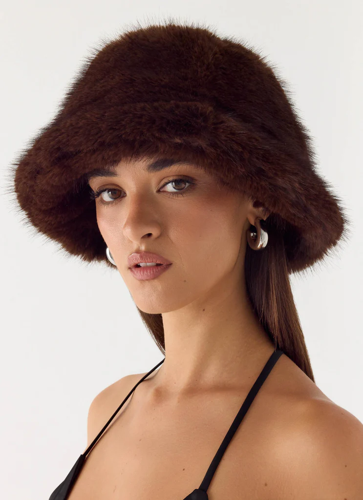 Chapeau en fausse fourrure Nicolette - Chocolat