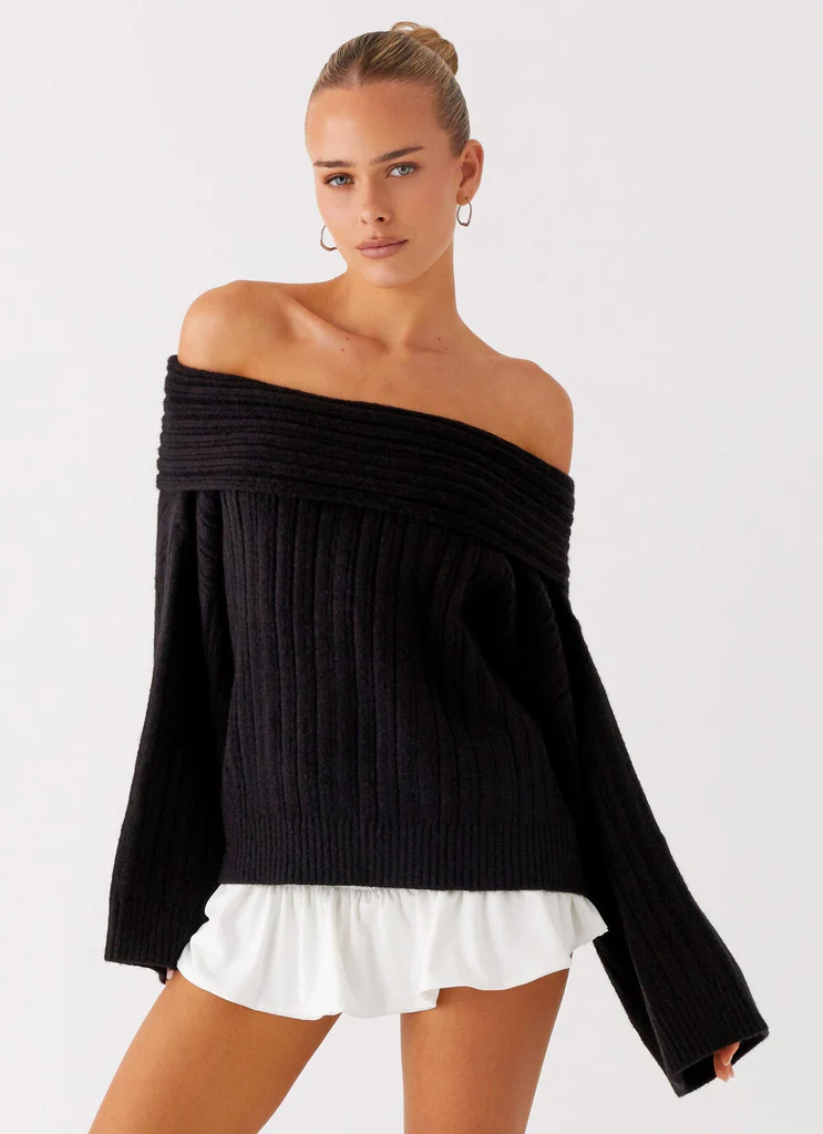 Federica Off Shoulder Knit - Noir