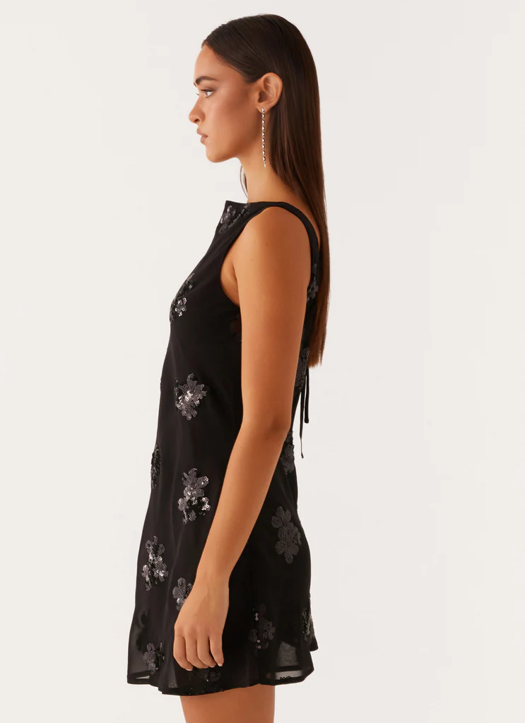 Robe Mini à Paillettes Aurora - Noir