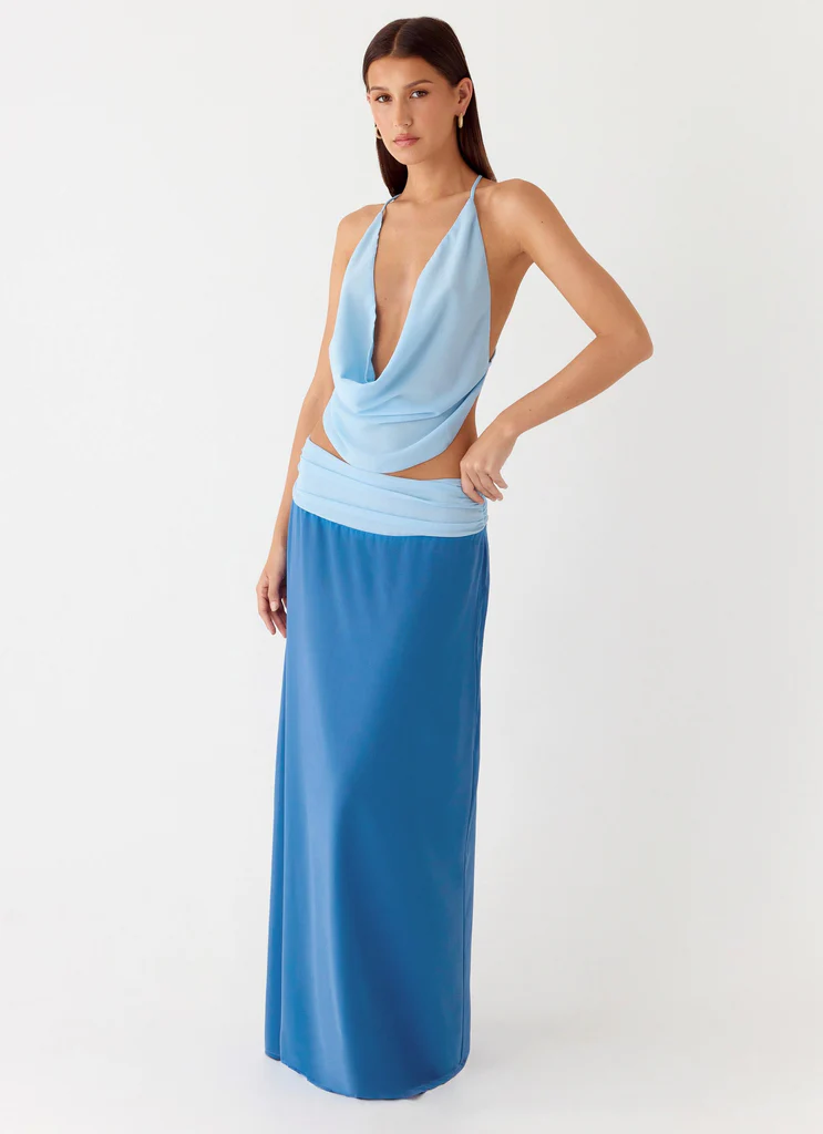 Jupe maxi Blushing Bloom - Bleu bébé