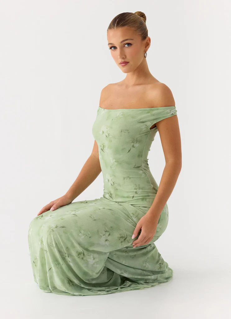 Robe maxi Wasting Time - Lime floué