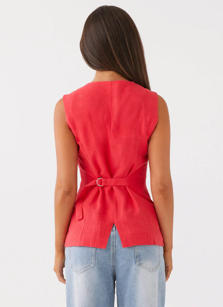 Gilet en lin Born For Bordeaux - Rouge Poppy