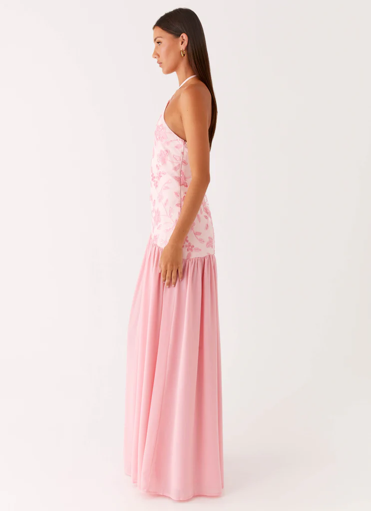 Robe maxi perlée Janelle - Rose