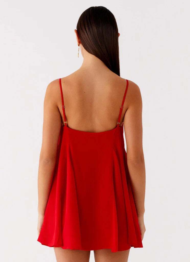 Robe Mini à Godets - Rouge